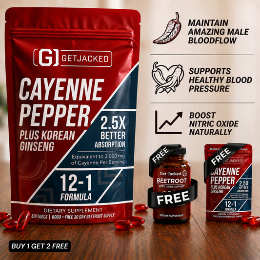 Support Vascular Function with GetJacked | Cayenne, Ginseng & Beetroot |