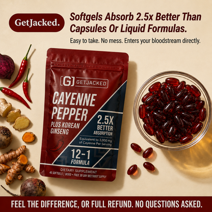Support Vascular Function with GetJacked | Cayenne, Ginseng & Beetroot |