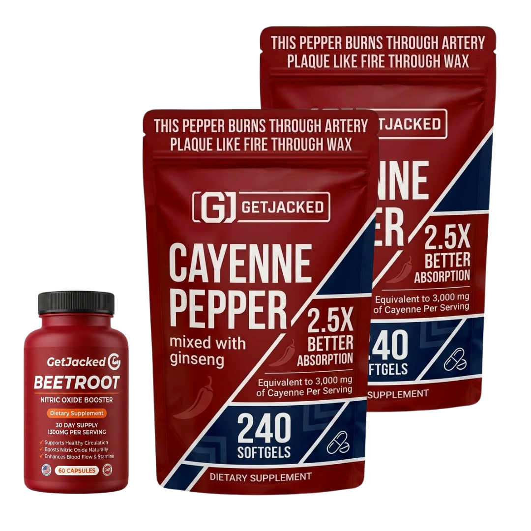 Support Vascular Function with GetJacked | Cayenne, Ginseng & Beetroot |