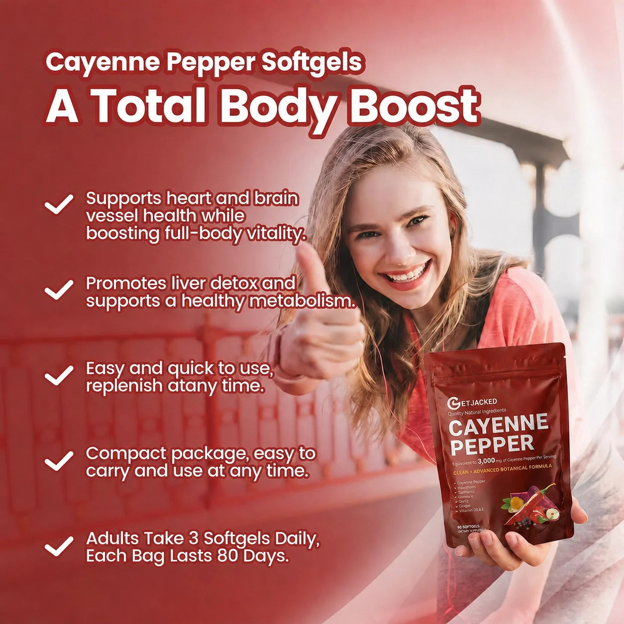 Support Vascular Function with GetJacked Cayenne Softgels 90